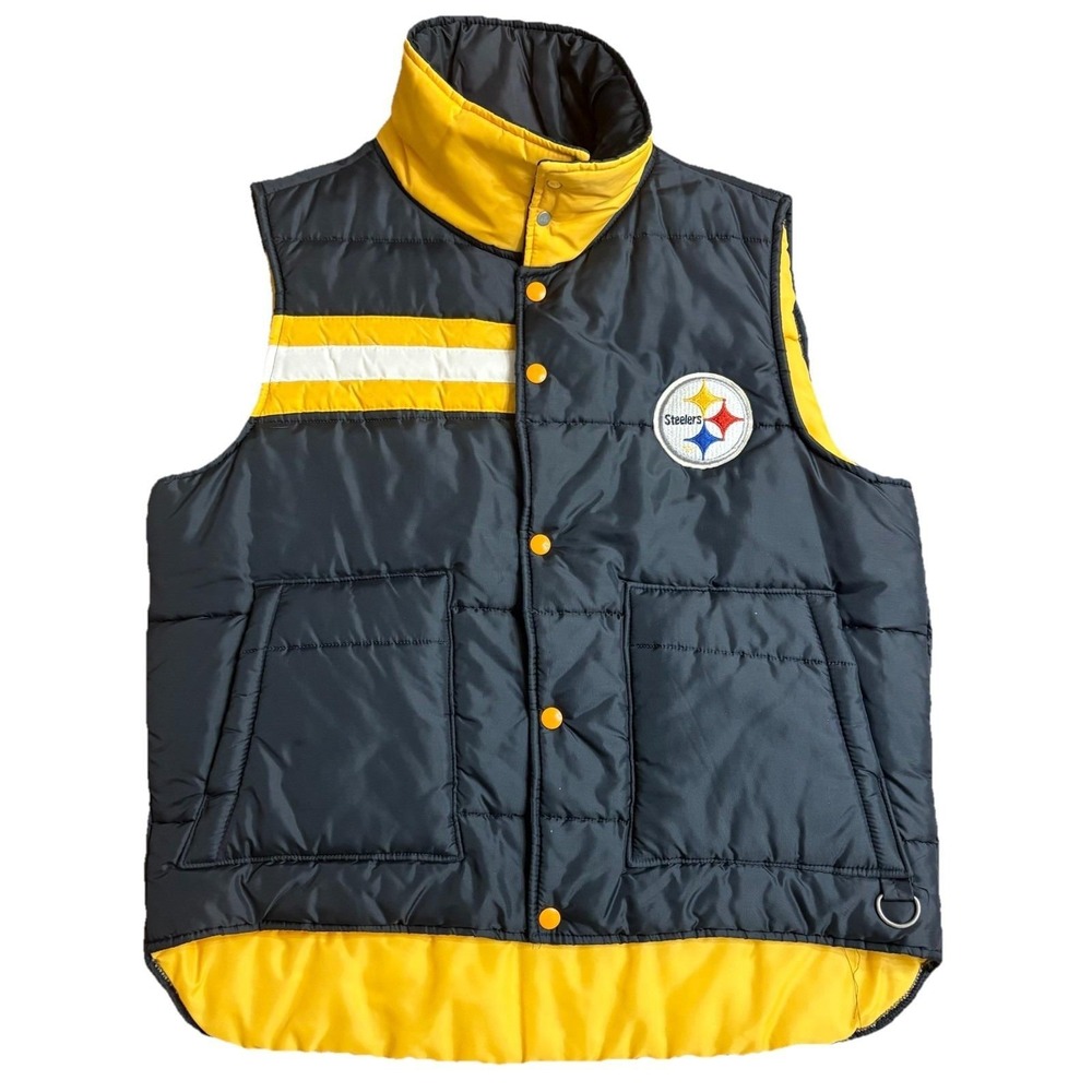 Pittsburgh Steelers Puffer Vest Stahl-Urban NFL Licensed Vintage Size L 70s 80s